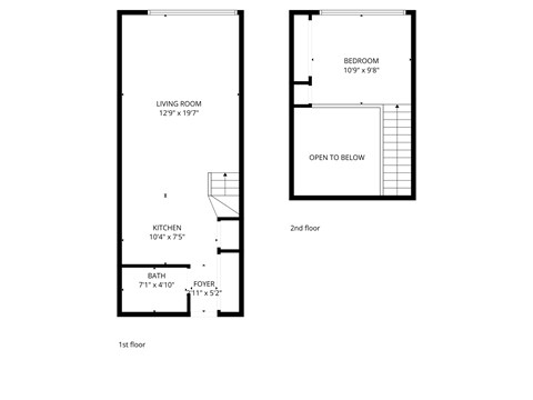 Floor plan for 1 bed, 1 bath, 551 sqft